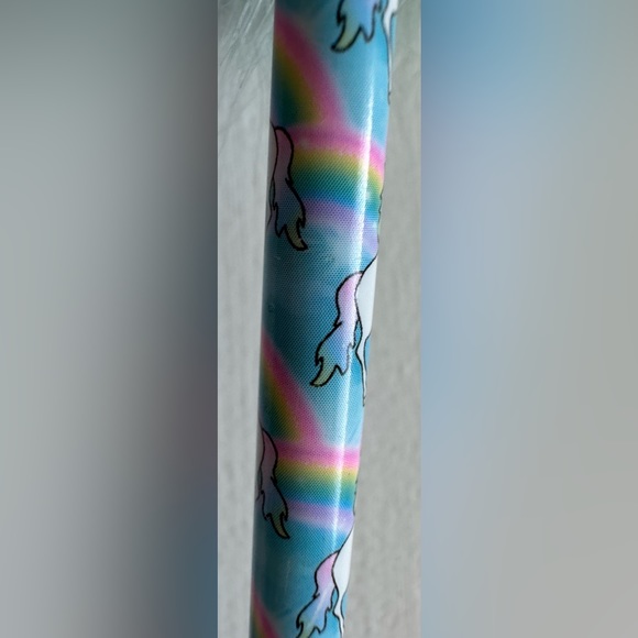 Justice Girls Tie Dye Unicorn Rainbow Pom Pom Fluffy Blue Pen with Tip Cover - Picture 12 of 16